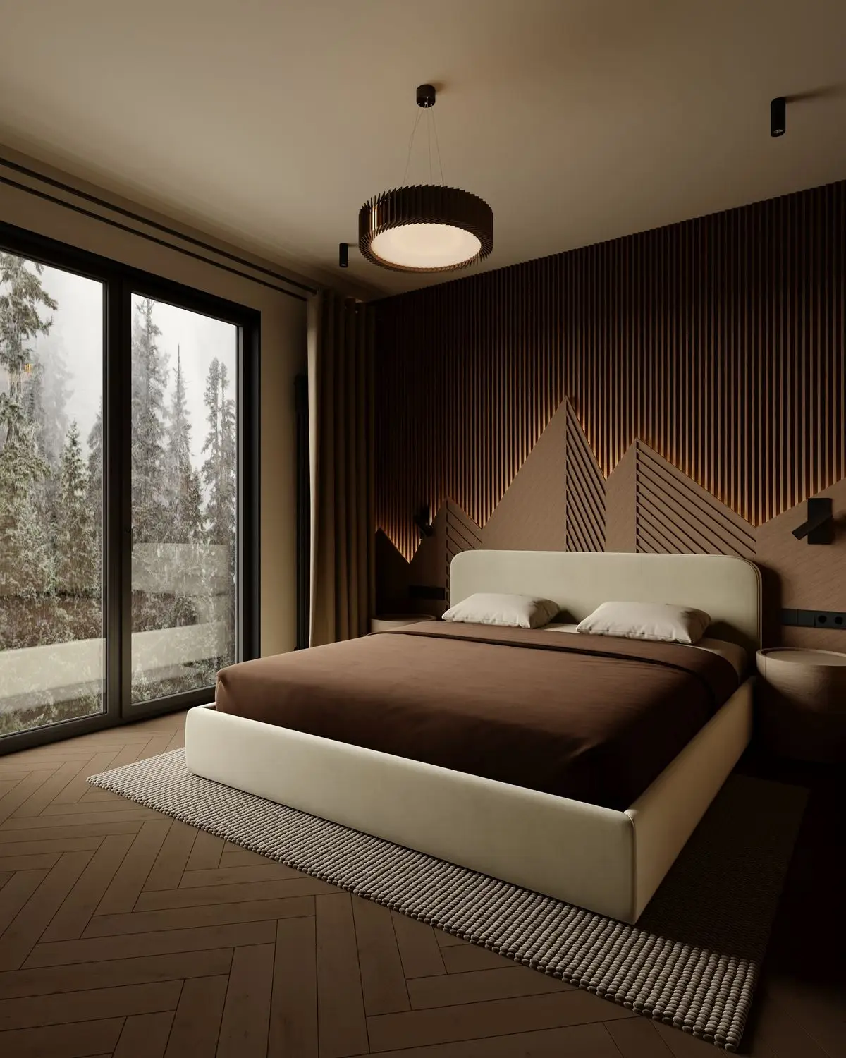 Double room: bed by the panoramic window